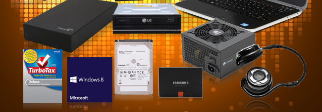 HDD, ODD, PSU, Turbotax, Win8, SSD, Headphone