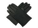 Luxury Lane Men's Cashmere Lined Goatskin Leather Gloves in Black