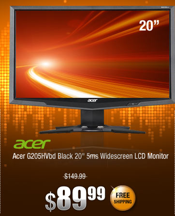 Acer G205HVbd Black 20" 5ms Widescreen LCD Monitor