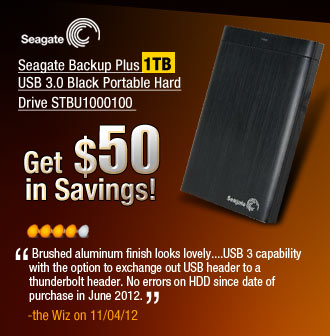 Seagate Backup Plus 1TB USB 3.0 Black Portable Hard Drive STBU1000100 