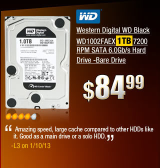 Western Digital WD Black WD1002FAEX 1TB 7200 RPM SATA 6.0Gb/s Hard Drive -Bare Drive 