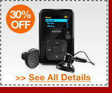 48 HOURS ONLY! 30% OFF SELECT SANDISK MP3 PLAYERS!*