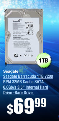 Seagate Barracuda 1TB 7200 RPM 32MB Cache SATA 6.0Gb/s 3.5" Internal Hard Drive -Bare Drive 