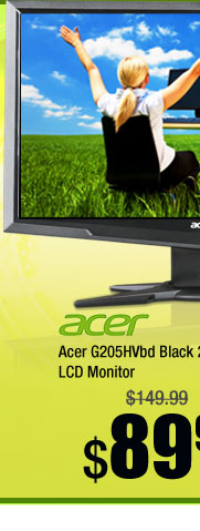 Acer G205HVbd Black 20" 5ms Widescreen LCD Monitor