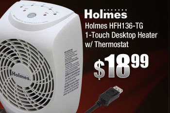 Holmes HFH136-TG 1-Touch Desktop Heater w/ Thermostat 