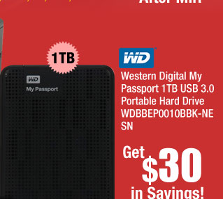 Western Digital My Passport 1TB USB 3.0 Portable Hard Drive WDBBEP0010BBK-NESN