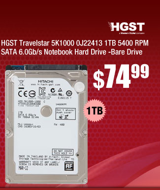 HGST Travelstar 5K1000 0J22413 1TB 5400 RPM SATA 6.0Gb/s Notebook Hard Drive -Bare Drive 