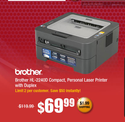 Brother HL-2240D Compact, Personal Laser Printer with Duplex