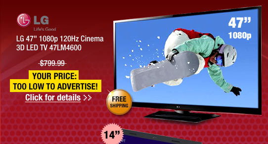 LG 47 inch 1080p 120Hz Cinema 3D LED TV 47LM4600 