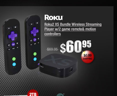 Roku2 XS Bundle Wireless Streaming Player w/2 game remote& motion controllers