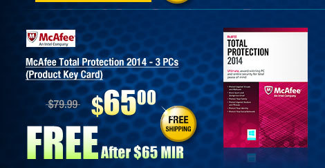 McAfee Total Protection 2014 - 3 PCs (Product Key Card)