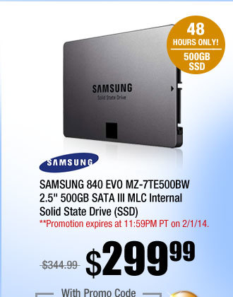 SAMSUNG 840 EVO MZ-7TE500BW 2.5" 500GB SATA III MLC Internal Solid State Drive (SSD)