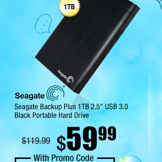 Seagate Backup Plus 1TB 2.5" USB 3.0 Black Portable Hard Drive