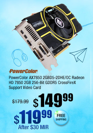 PowerColor AX7850 2GBD5-2DHE/OC Radeon HD 7850 2GB 256-Bit GDDR5 CrossFireX Support Video Card