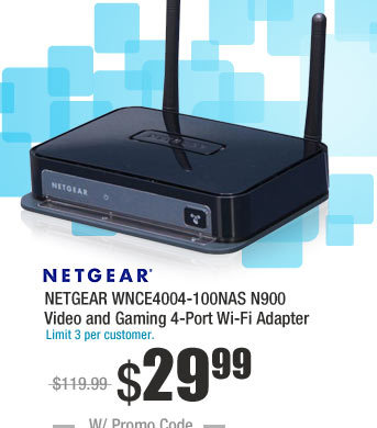 NETGEAR WNCE4004-100NAS N900 Video and Gaming 4-Port Wi-Fi Adapter