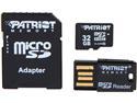 Patriot LX Series 32GB Class 10 Micro SDHC Flash Card Kit With SD & USB 2.0 Adapter Model PSF32GMCSHC10UK