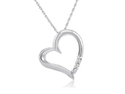 Amanda Rose Collection by MLG Three Diamond Heart Pendant Crafted in Sterling Silver on an 18 inch Chain