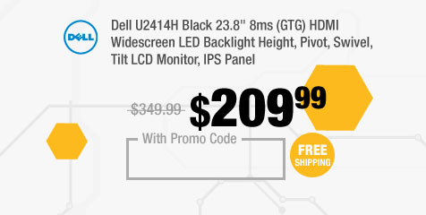 Dell U2414H U2414H Black 23.8" 8ms (GTG) HDMI Widescreen LED Backlight Height, Pivot, Swivel, Tilt LCD Monitor, IPS Panel