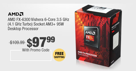 AMD FX-6300 Vishera 6-Core 3.5 GHz (4.1 GHz Turbo) Socket AM3+ 95W Desktop Processor