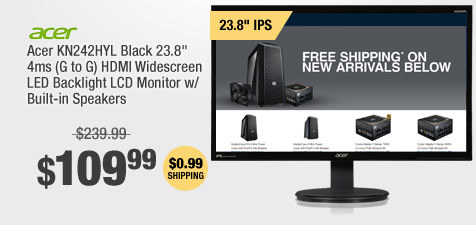Acer KN242HYL Black 23.8" 4ms (G to G) HDMI Widescreen LED Backlight LCD Monitor w/ Built-in Speakers