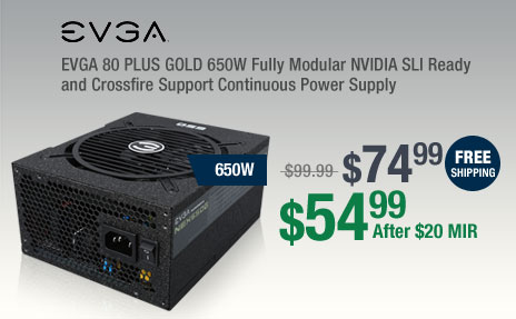 EVGA 80 PLUS GOLD 650 W Fully Modular NVIDIA SLI Ready and Crossfire Support Continuous Power Supply