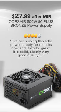 CORSAIR 500W 80 PLUS BRONZE Power Supply