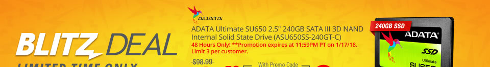 ADATA Ultimate SU650 2.5" 240GB SATA III 3D NAND Internal Solid State Drive (ASU650SS-240GT-C)