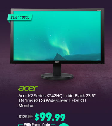 Acer K2 Series K242HQL cbid Black 23.6" TN 1ms (GTG) Widescreen LED/LCD Monitor