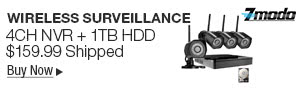 Newegg Flash - Zmodo Wireless Surveillance 4CH NVR + 1TB HDD