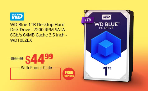 WD Blue 1TB Desktop Hard Disk Drive - 7200 RPM SATA 6Gb/s 64MB Cache 3.5 Inch - WD10EZEX