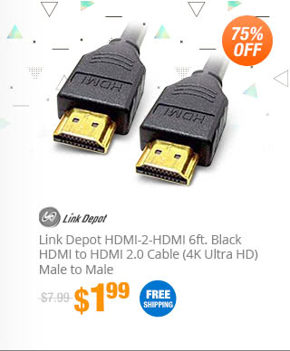 Link Depot HDMI-2-HDMI 6ft. Black HDMI to HDMI 2.0 Cable (4K Ultra HD) Male to Male