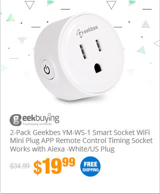 2-Pack Geekbes YM-WS-1 Smart Socket WiFi Mini Plug APP Remote Control Timing Socket Works with Alexa -White/US Plug