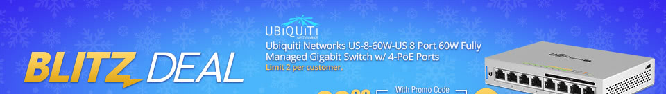 Ubiquiti Networks US-8-60W-US 8 Port 60W Fully Managed Gigabit Switch w/ 4-PoE Ports