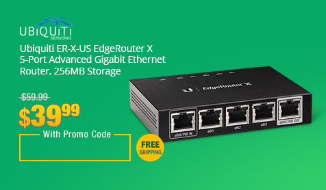 Ubiquiti ER-X-US EdgeRouter X 5-Port Advanced Gigabit Ethernet Router, 256MB Storage