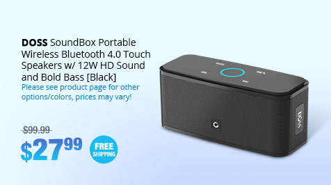 DOSS SoundBox Portable Wireless Bluetooth 4.0 Touch Speakers w/ 12W HD Sound and Bold Bass [Black]