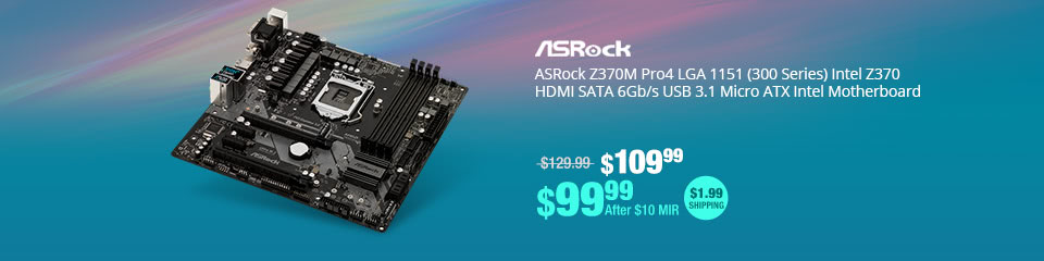 ASRock Z370M Pro4 LGA 1151 (300 Series) Intel Z370 HDMI SATA 6Gb/s USB 3.1 Micro ATX Intel Motherboard
