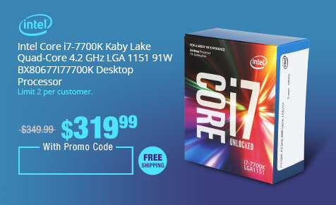 Intel Core i7-7700K Kaby Lake Quad-Core 4.2 GHz LGA 1151 91W BX80677I77700K Desktop Processor