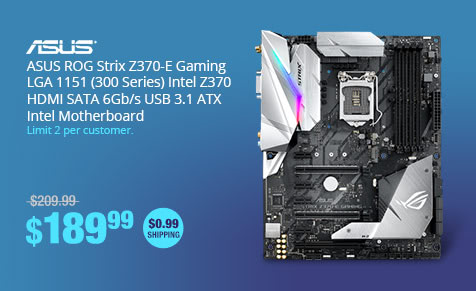 ASUS ROG Strix Z370-E Gaming LGA 1151 (300 Series) Intel Z370 HDMI SATA 6Gb/s USB 3.1 ATX Intel Motherboard