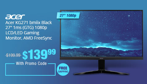 Acer KG271 bmiix Black 27" 1ms (GTG) 1080p LCD/LED Gaming Monitor, AMD FreeSync