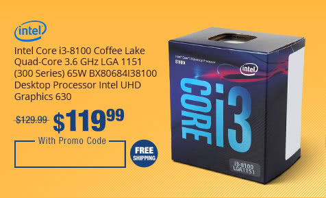 Intel Core i3-8100 Coffee Lake Quad-Core 3.6 GHz LGA 1151 (300 Series) 65W BX80684I38100 Desktop Processor Intel UHD Graphics 630