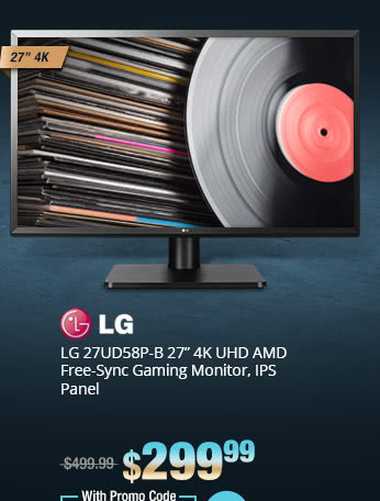 LG 27UD58P-B 27 4K UHD AMD Free-Sync Gaming Monitor, IPS Panel