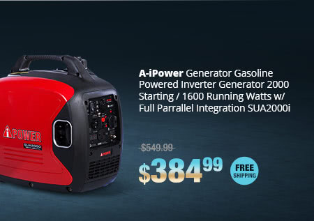 A-iPower Generator Gasoline Powered Inverter Generator 2000 Starting / 1600 Running Watts w/ Full Parrallel Integration SUA2000i