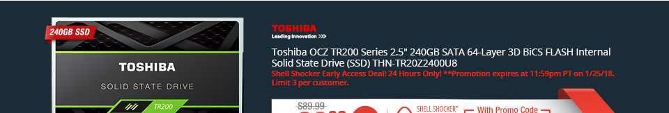 Toshiba OCZ TR200 Series 2.5" 240GB SATA 64-Layer 3D BiCS FLASH Internal Solid State Drive (SSD) THN-TR20Z2400U8