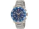 Swiss Precimax Men's Verto Pro SP13037 Silver Stainless-Steel Swiss Chronograph Watch with Blue Dial 