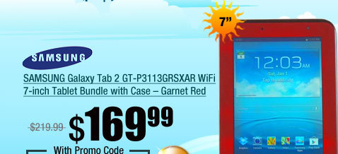 SAMSUNG Galaxy Tab 2 GT-P3113GRSXAR WiFi 7-inch Tablet Bundle with Case  Garnet Red