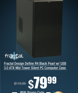 Fractal Design Define R4 Black Pearl w/ USB 3.0 ATX Mid Tower Silent PC Computer Case 