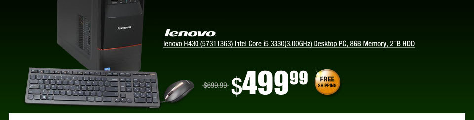 lenovo H430 (57311363) Intel Core i5 3330(3.00GHz) Desktop PC, 8GB Memory, 2TB HDD