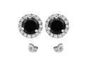 0.75 Carat AA Halo Stud Solitaire Martini Earrings Black Diamond