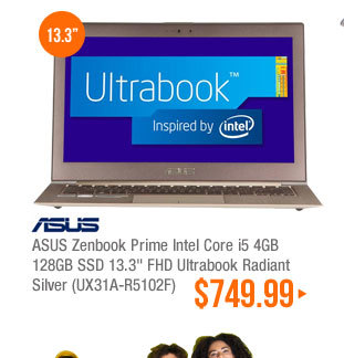 ASUS Zenbook Prime Intel Core i5 4GB 128GB SSD 13.3 inch FHD Ultrabook Radiant Silver (UX31A-R5102F)