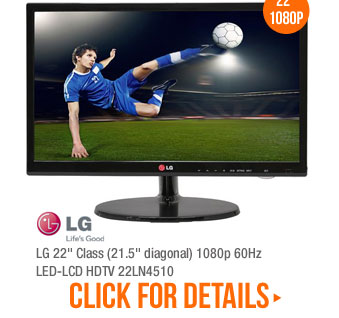 LG 22 inch Class (21.5 inch diagonal) 1080p 60Hz LED-LCD HDTV 22LN4510